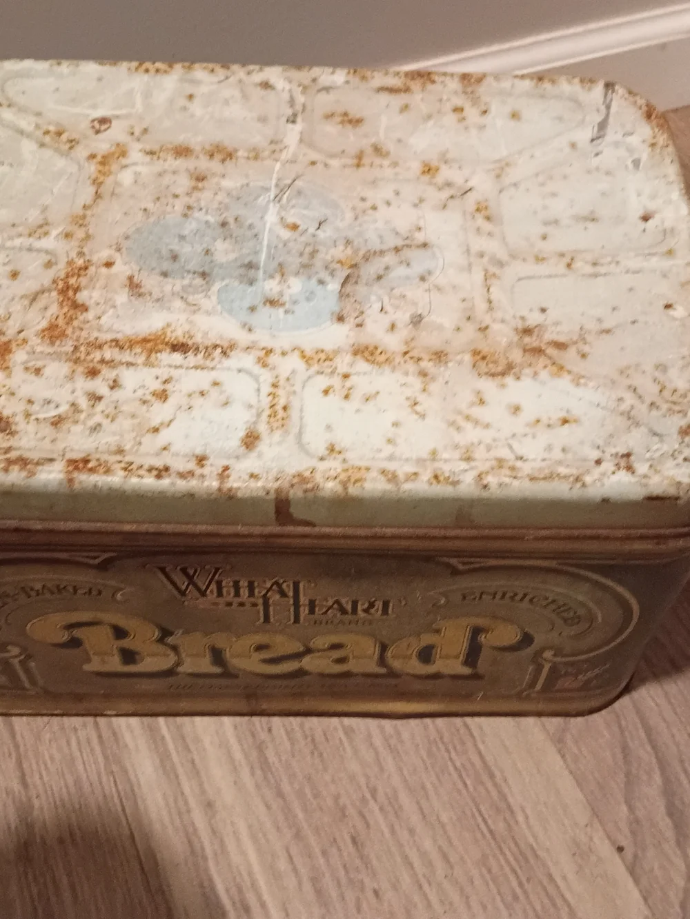Vintage Bread Tin - Green and Cream